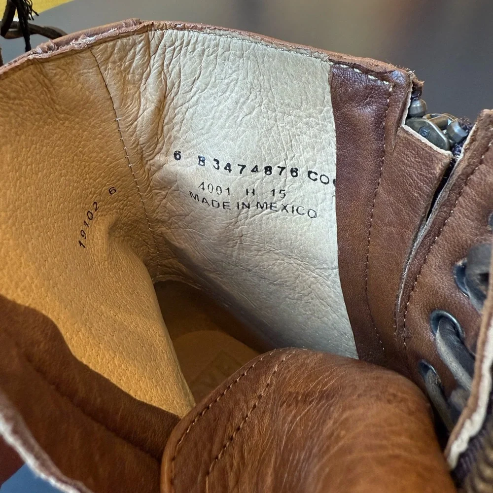 RARE! Frye‎ Womens VINTAGE INSPIRED Tyler Double Zip-SVL Boot, Cognac, 6, NO BOX